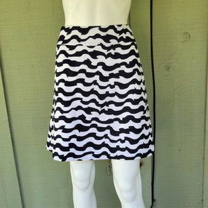 ANN TAYLOR Navy Blue White Print Cotton Skirt 10